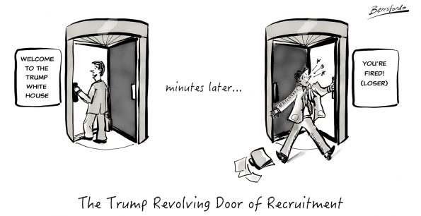 Cartoon about Trump's Recruitment Revolving Door