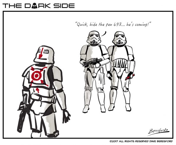 Cartoon about Storm Troopers drawing a target on each others backs